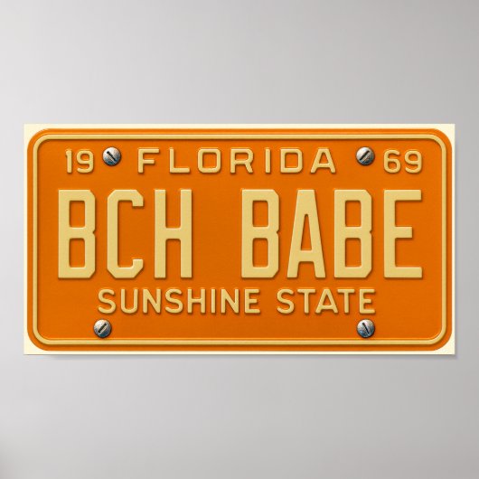 Beach Babe - 1969 Retro Florida License Plate Art Poster (Vorne)
