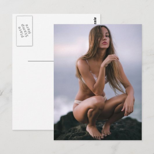 Beach Babe Bikini Modell Postkarte (Vorne/Hinten)