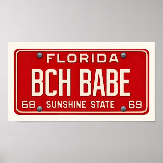 Beach Babe | Coastal Retro Florida License Plate Poster (Vorne)