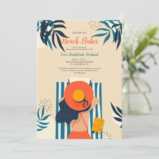 Beach Babe Einladung (Stehend Vorderseite)