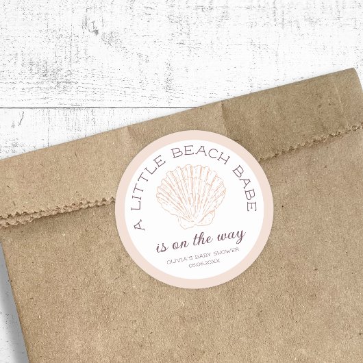 Beach Babe Girl Baby Dusche Personalisiert Runder Aufkleber