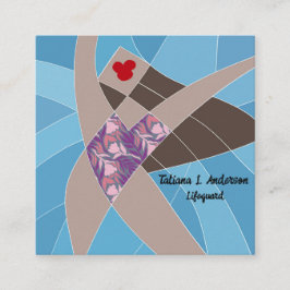 Beach Babe Lifeguard Business Card Quadratische Visitenkarte