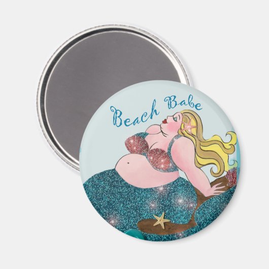 Beach Babe Mermaid Magnete Magnet (Vorderseite/Rückseite)
