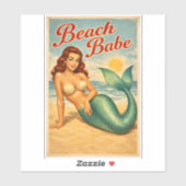 Beach Babe Pin-Up Mermaid - Retro Coastal Life Art Aufkleber (Blatt)