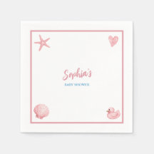 Beach Babe Pink Girl Baby Shower Servietten