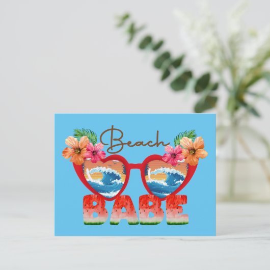 Beach Babe Postcard Postkarte (Stehend Vorderseite)