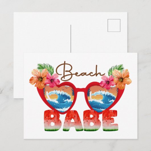 Beach Babe Postkarte (Vorne/Hinten)