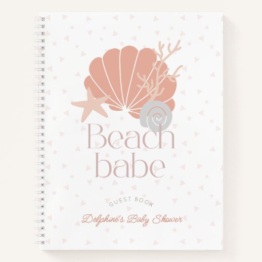 Beach Babe Seashell Pink Baby Shower Guest Book Notizblock (Vorderseite)