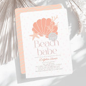 Beach Babe Seashell Pink Girl Baby Dusche Einladung