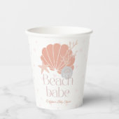 Beach Babe Seashell Pink Girl Baby Shower Pappbecher (Vorderseite)