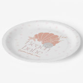 Beach Babe Seashell Pink Girl Baby Shower Pappteller (Schrägansicht)