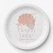 Beach Babe Seashell Pink Girl Baby Shower Pappteller (Vorderseite)