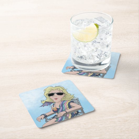 Beach Babe Square Paper Untersetzer (Vor Ort)