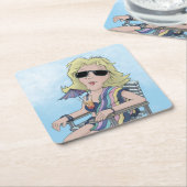 Beach Babe Square Paper Untersetzer (angewinkelt)