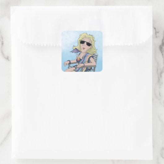 Beach Babe Square Sticker (Tasche)
