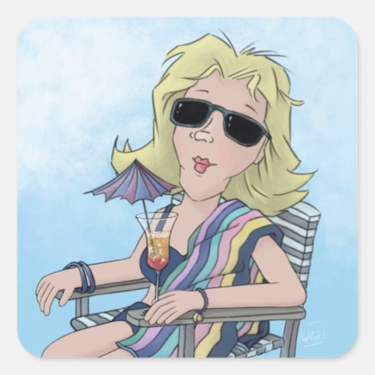 Beach Babe Square Sticker (Vorderseite)