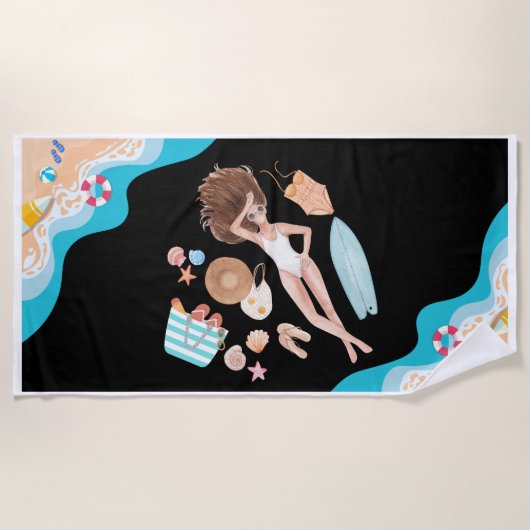 Beach Babe's Bestie Strandtuch (Vorderseite)