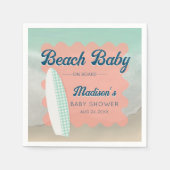 Beach Baby an Bord Gingham Surfboard Baby Dusche Serviette (Vorderseite)