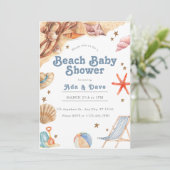 Beach Baby Baby Babydusche Einladung Wasserfarbe (Stehend Vorderseite)