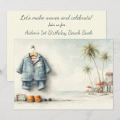 Beach Baby Bash - 1. Geburtstag Party Einladung (Vorne/Hinten)