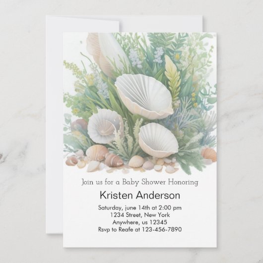 Beach Baby Dusche am Meer Einladung (Vorderseite)