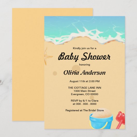Beach Baby Dusche Einladung (Vorne/Hinten)