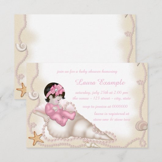 Beach Baby Dusche Einladung (Vorne/Hinten)