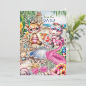 Beach Baby Dusche Save the Date Einladung (Stehend Vorderseite)