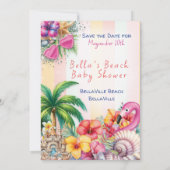 Beach Baby Dusche Save the Date Einladung (Rückseite)