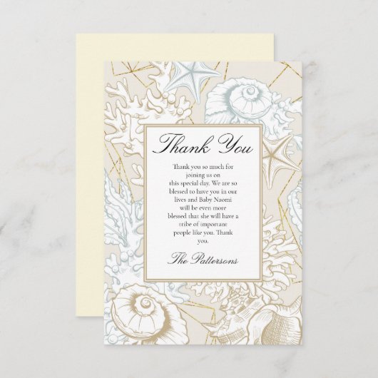 Beach Baby Dusche Seashell Nautical Ocean Dankeskarte (Vorne/Hinten)