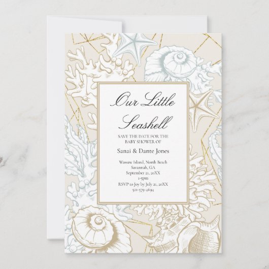 Beach Baby Dusche Seashell Nautical Ocean Save The Date (Vorderseite)