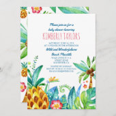 Beach Baby Dusche Tropische Ananas Palmen Einladung (Vorne/Hinten)