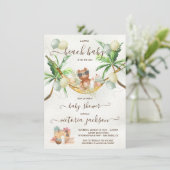 Beach Baby Dusche Tropische Hängematte Einladung (Stehend Vorderseite)