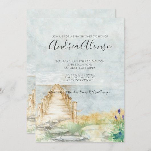 Beach Baby Nautical Baby Dusche Einladung (Vorne/Hinten)