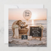 beach baby reveal pregnancy announcement card ankündigung (Vorderseite)