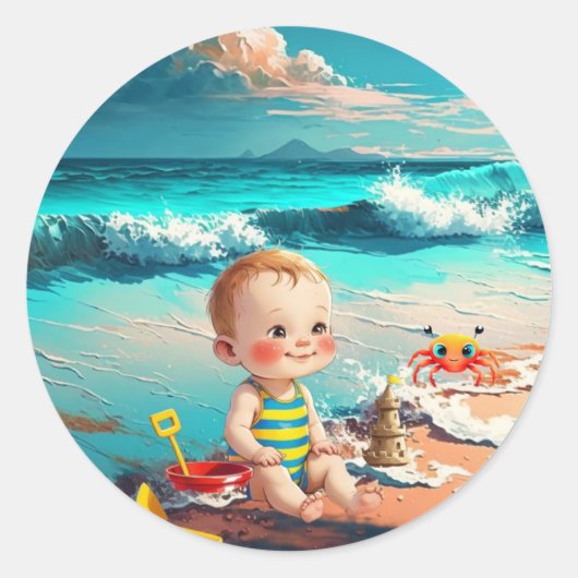 Beach Baby Runder Aufkleber (Vorderseite)