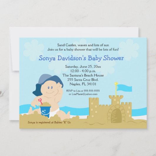 Beach Baby Sand Castle Boy Baby Dusche 12x18 Einladung (Vorderseite)