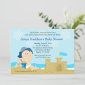 Beach Baby Sand Castle Boy Baby Dusche 12x18 Einladung (Stehend Vorderseite)