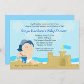 Beach Baby Sand Castle Boy Baby Dusche 12x18 Einladung (Vorne/Hinten)