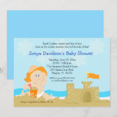 Beach Baby Sand Castle Orange Baby Dusche 12x18 Einladung (Vorne/Hinten)