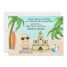 Beach Baby Sandcastle und Surfboard Babydusche