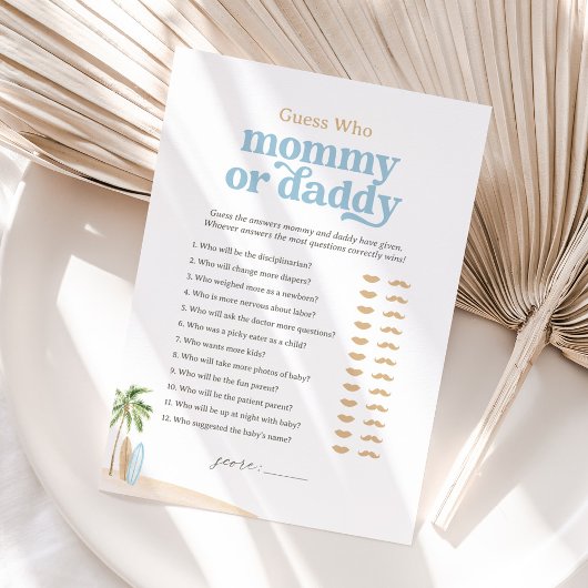 Beach Baby Shower rät, wer Mama oder Daddy Game is Einladung