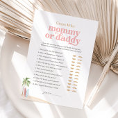 Beach Baby Shower rät, wer Mama oder Daddy Game is Einladung