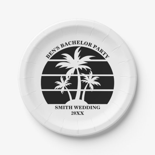 Beach Bachelor Party Island Wedding Personalisiert Pappteller (Vorderseite)