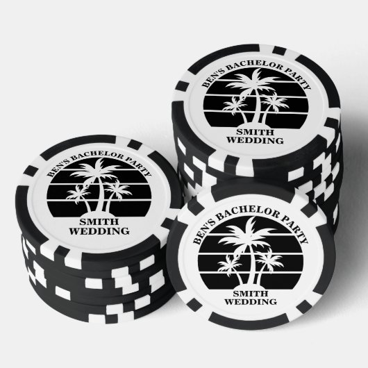 Beach Bachelor Party Island Wedding Personalisiert Pokerchips (Stapel)
