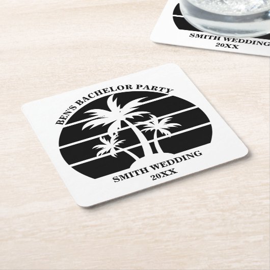 Beach Bachelor Party Island Wedding Personalisiert Rechteckiger Pappuntersetzer (angewinkelt)