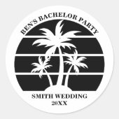 Beach Bachelor Party Island Wedding Personalisiert Runder Aufkleber (Vorderseite)