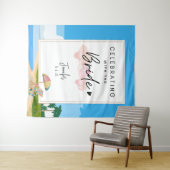 Beach-Bachelorett-Hintergrund für Hens-Party Wandteppich (Beispiel (Horizontal))