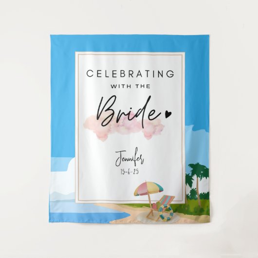 Beach-Bachelorett-Hintergrund für Hens-Party Wandteppich (Vorderseite)