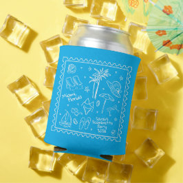 Beach Bachelorette Can Cooler - Retro Beach Design Dosenkühler